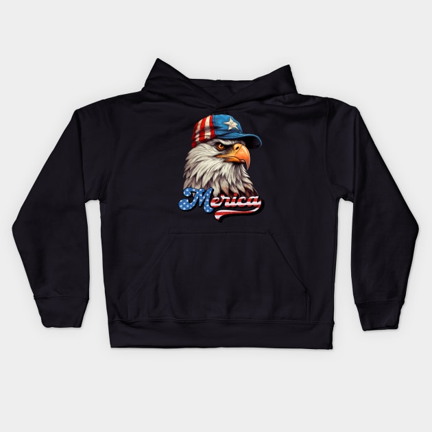 American Trucker Eagle Kids Hoodie by Kingdom Arts and Designs